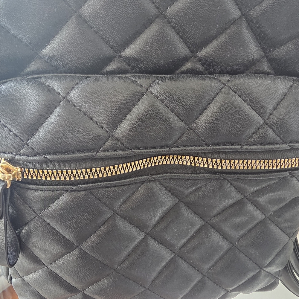 Quilted Black Backpack - Picture 3 of 9